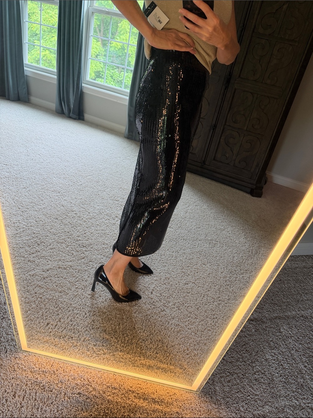 Truth Black Sequin Maxi Skirt